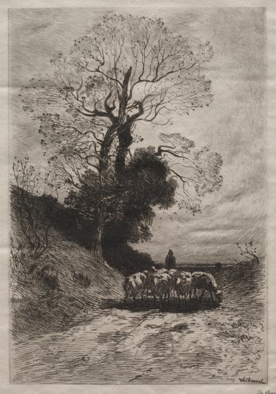 Retour du troupeau, vers 1870 - Theophile Narcisse Chauvel