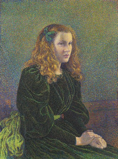 Jeune femme en robe verte Germaine Maréchal, 1893 - Théo van Rysselberghe