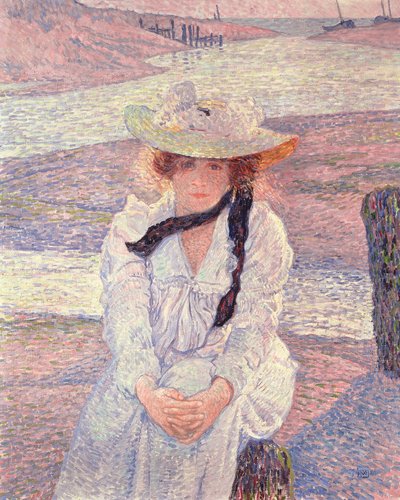 Jeune femme sur les rives de la rivière Grève, 1901 - Théo van Rysselberghe
