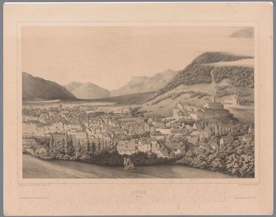 Vue sur Coire dans les Grisons - Théodore Achille Louis Dumoncel