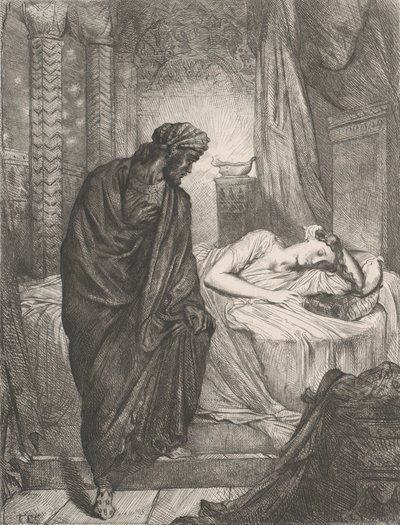 Pourtant elle doit mourir : planche 11 de Othello Acte 5, Scène 2, gravé en 1844, réimprimé en 1900 - Théodore Chassériau