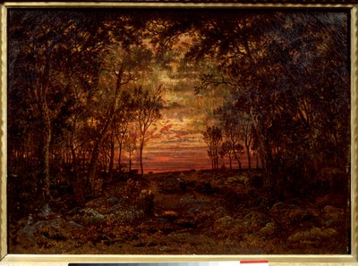 Coucher de soleil dans la forêt - Pierre Etienne Theodore Rousseau