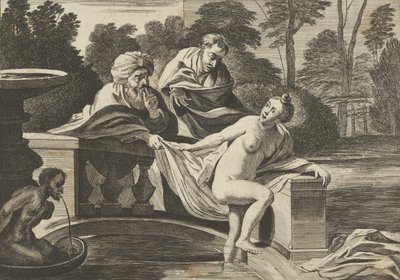 Suzanne, partiellement nue et sortant d