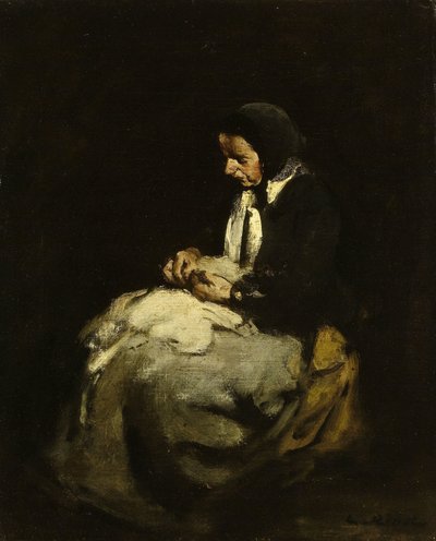 Femme cousant - Théodule Augustin Ribot