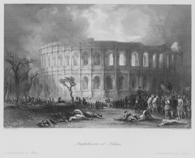 Amphithéâtre à Nîmes (gravure) - Thomas (after) Allom