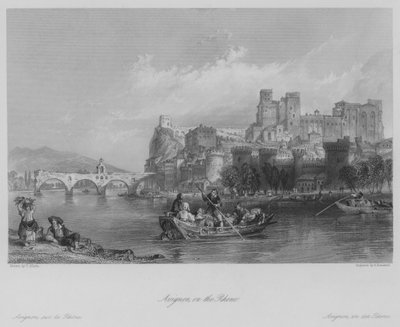 Avignon, sur le Rhône (gravure) - Thomas (after) Allom