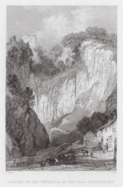 Château des Peverils, dans le Peak, Derbyshire - Thomas (after) Allom