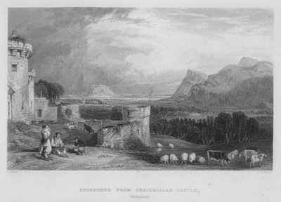 Édimbourg depuis le Château de Craigmillar, Midlothian (gravure) - Thomas (after) Allom