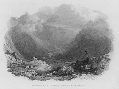 Langdale Pikes, Westmorland (gravure) - Thomas (after) Allom