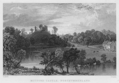 Château de Mitford, Northumberland (gravure) - Thomas (after) Allom