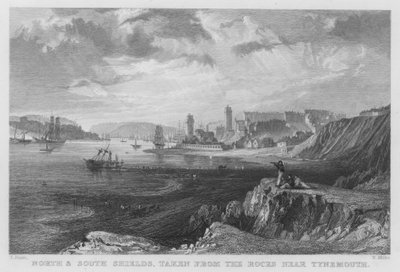 North et South Shields, pris des rochers près de Tynemouth - Thomas (after) Allom