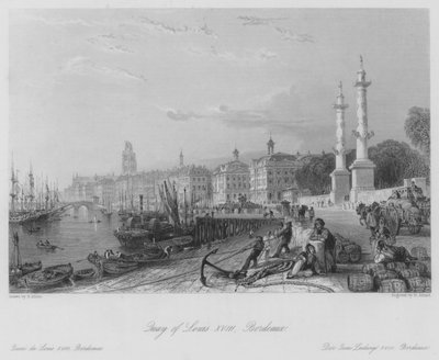 Quai de Louis XVIII, Bordeaux (gravure) - Thomas (after) Allom