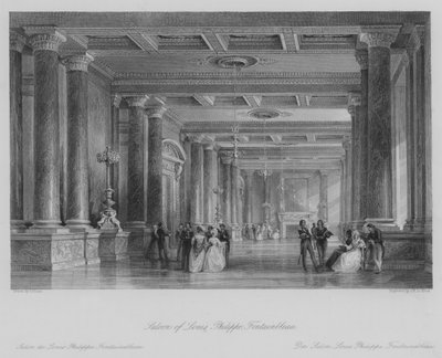 Salon de Louis Philippe, Fontainebleau (gravure) - Thomas (after) Allom