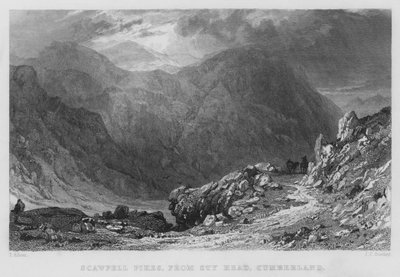 Scawfell Pikes, de Sty Head, Cumberland - Thomas (after) Allom