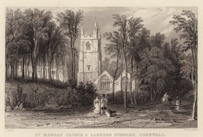 Église de St Mawgan et couvent de Lanhern, Cornouailles - Thomas (after) Allom