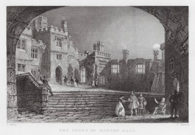 La cour de Haddon Hall (gravure) - Thomas (after) Allom