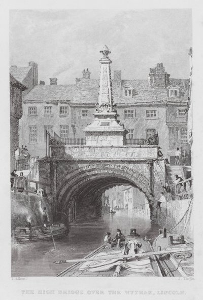 Le High Bridge sur le Wytham, Lincoln - Thomas (after) Allom