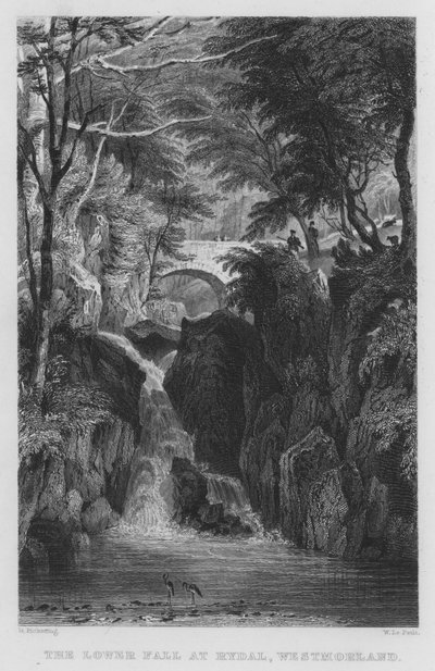 La Chute Inférieure à Rydal, Westmorland (gravure) - Thomas (after) Allom
