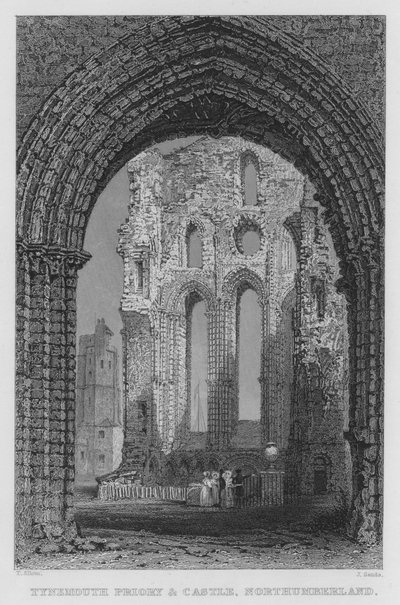 Prieuré et Château de Tynemouth, Northumberland (gravure) - Thomas (after) Allom