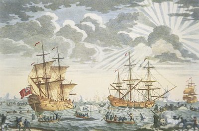La pêche à la baleine au Groenland, gravée par E. Kirkall - Thomas (after) Baston
