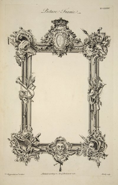 Conception pour un cadre, pub. 1761 (gravure) - Thomas (after) Chippendale