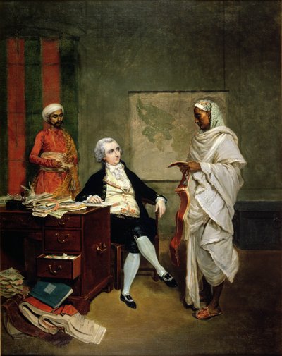 John Mowbray avec son agent financier, Banian, c.1790 - Thomas (attr. to) Hickey