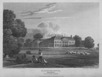 Blandford House, Oxfordshire, résidence des ducs de Beaufort (gravure) - Thomas A. Woolnoth