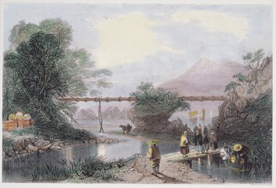 Aqueduc en bambou à Hong Kong, gravé par Henry Adlard, de 