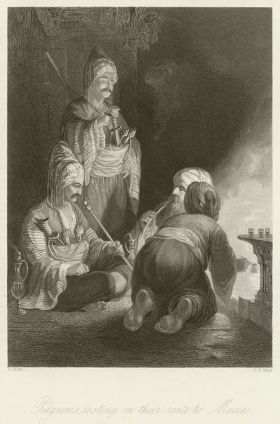 Pèlerins se reposant sur leur route vers La Mecque - Thomas Allom