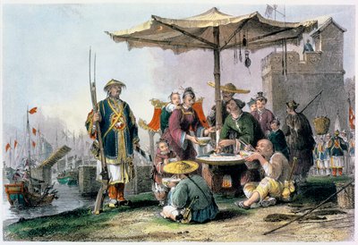 Vendeurs de riz à la station militaire de Tong-Chang-Too, Chine, 1843 - Thomas Allom