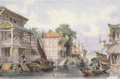 Scène sur le canal Horan près de Canton, c.1850 - Thomas Allom