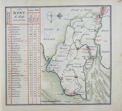 Kent, planche 39r, de A Compleat Sett of Mapps of England and Wales in General..., 1724 - Thomas Badeslade