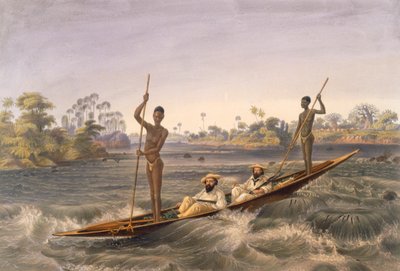 Zanjueelah, le batelier des rapides, pub. 1865 - Thomas Baines