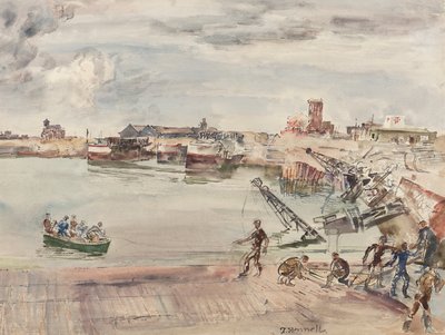 Docks ex entrepôts du Port du Calais Bassin Ouest, 1944 - Thomas Barclay Hennell