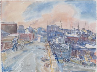 Reykjavik depuis le quai principal, matin givré, Islande, vers 1930 - Thomas Barclay Hennell
