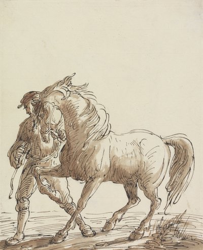 Homme menant un cheval - Thomas Barker