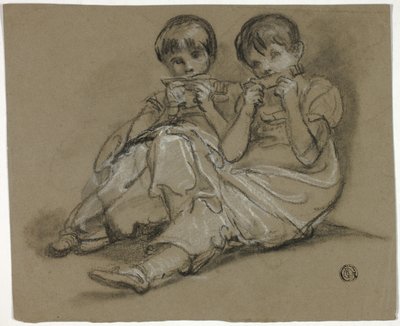 Deux filles jouant sur des peignes (recto); Esquisse d
