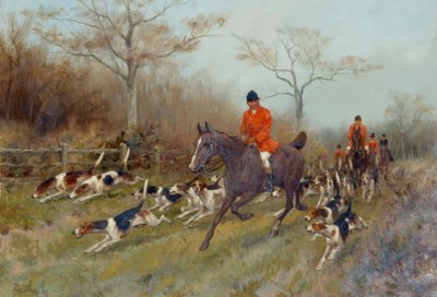 Chasseurs et chiens dans un paysage boisé - Thomas Blinks