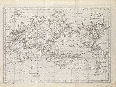 Carte du monde montrant les trajets du capitaine Cook - Thomas Bowen