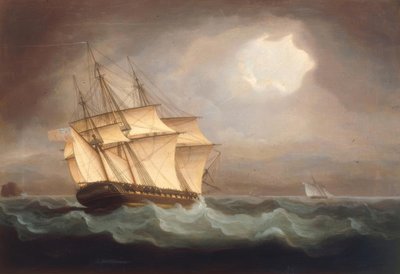 Une frégate britannique poursuit un cutter français - Thomas Buttersworth