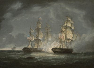 Action de course entre la frégate américaine President et le H.M.S. Endymion - Thomas Butterworth