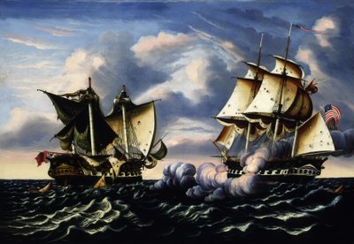 Capture de la frégate H.B.M. Macedonian par la frégate américaine United States, 25 octobre 1812, 1852 - Thomas Chambers