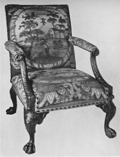 Fauteuil en acajou de Chippendale avec tapisserie, milieu du 18e siècle, 1928 - Thomas Chippendale