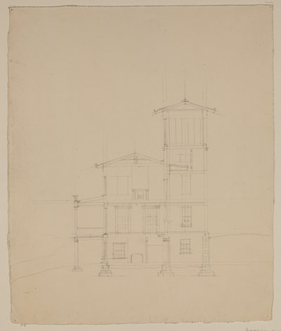 Dessin de la villa proposée à Catskill, c.1801-48 - Thomas Cole