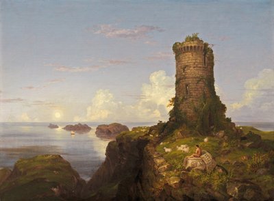 Scène de la Côte Italienne avec Tour en Ruine - Thomas Cole