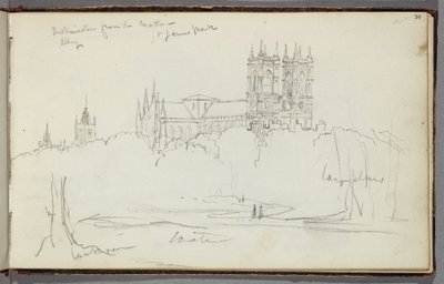 Abbaye de Westminster depuis le nord, St. James Park, vers 1830 - Thomas Cole