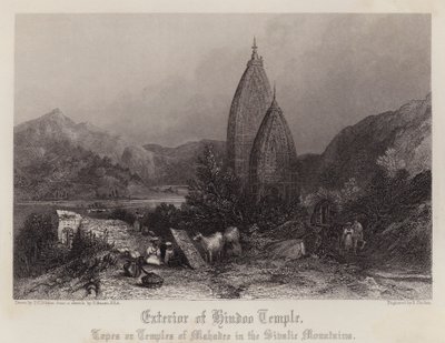 Extérieur du temple hindou (lithographie en couleur) - Thomas Colman (after) Dibdin