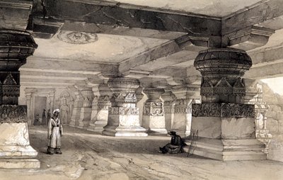Intérieur de Lanka, Ellora, Inde, 1845 - Thomas Colman Dibdin