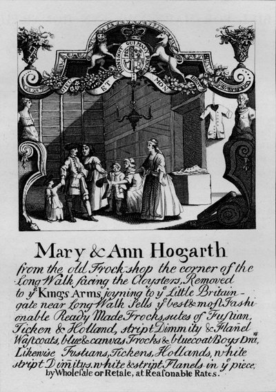 Carte de visite pour la boutique de Mary et Ann Hogarth, 1807, 1827 - Thomas Cook