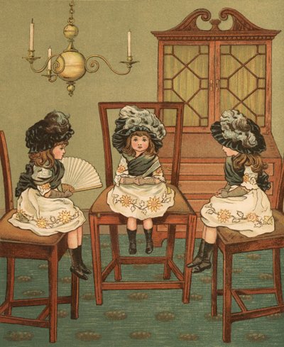 Vie domestique : Trois enfants assis sur des chaises - Thomas Crane